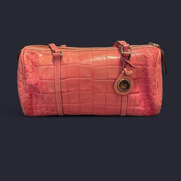 Dooney & Bourke Pink Crocodile Embossed Barrel Women's Bag - Picture 1 of 6